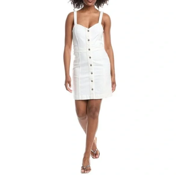 NWT Jen7 by 7 for All Mankind Womens Denim Mini Shirtdress White Size L - Picture 1 of 10